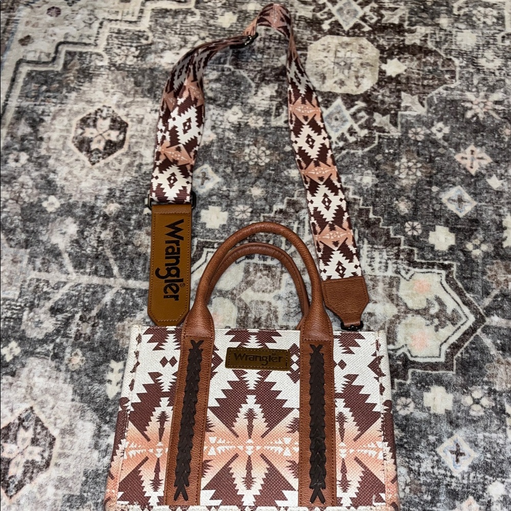 Wrangler Geometric Brown and Cream Tote